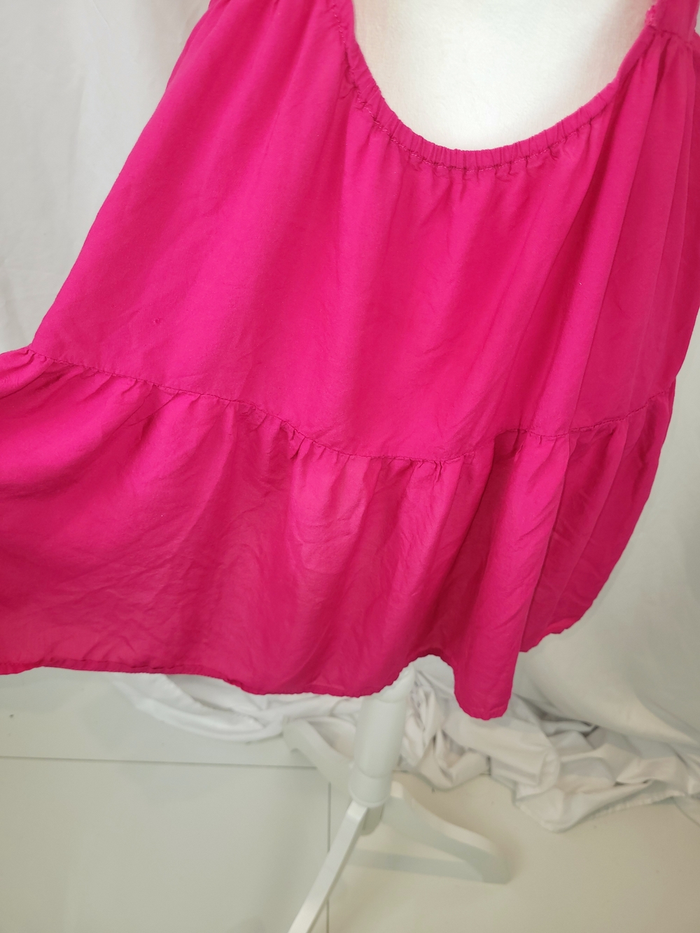 American Eagle 100% Viscose Pink Tiered Mini Dress Medium - Picture 9 of 15